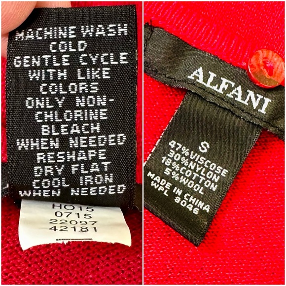 Alfani Red Viscose Wool Blend Swing Crew Neck Sweater w/ Removable Scarf - Picture 17 of 17